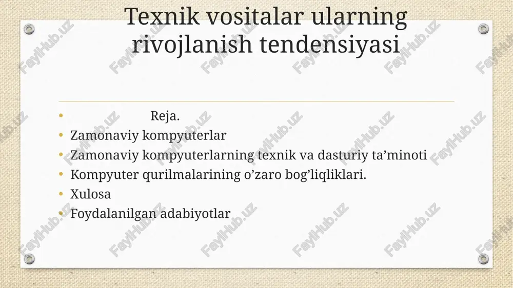 texnik vositalar ularning rivojlanish tendensiyasi — PPTX