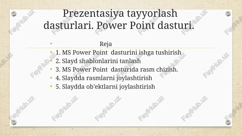 prezentasiya tayyorlash dasturlari. power point dasturi. — PPTX