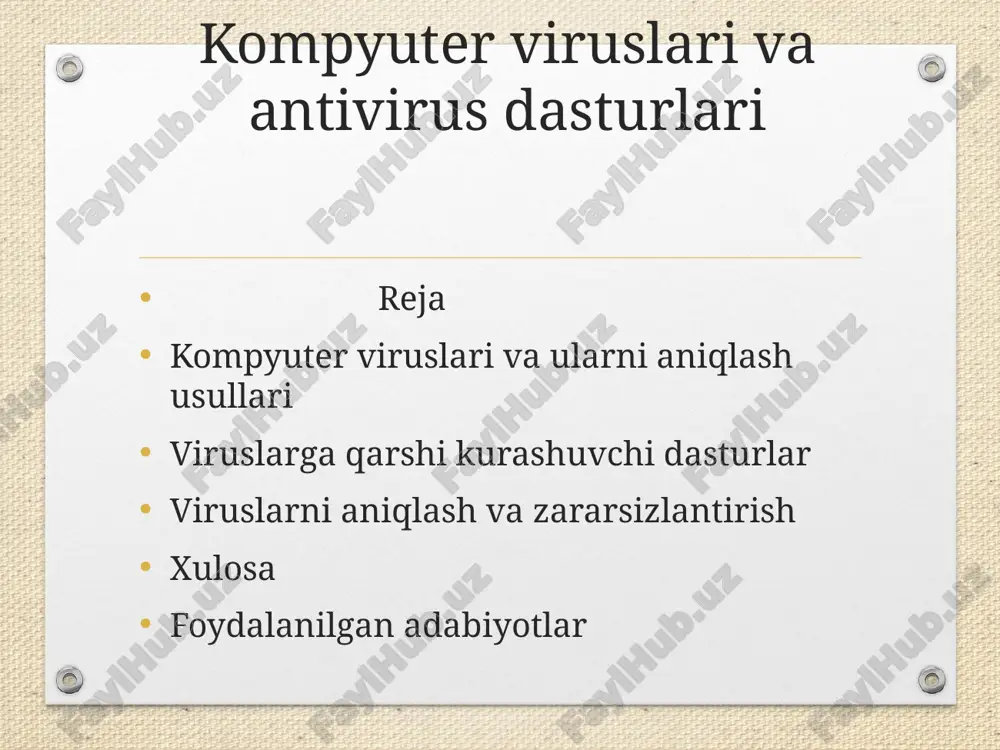 kompyuter viruslari va antivirus dasturlari — PPT