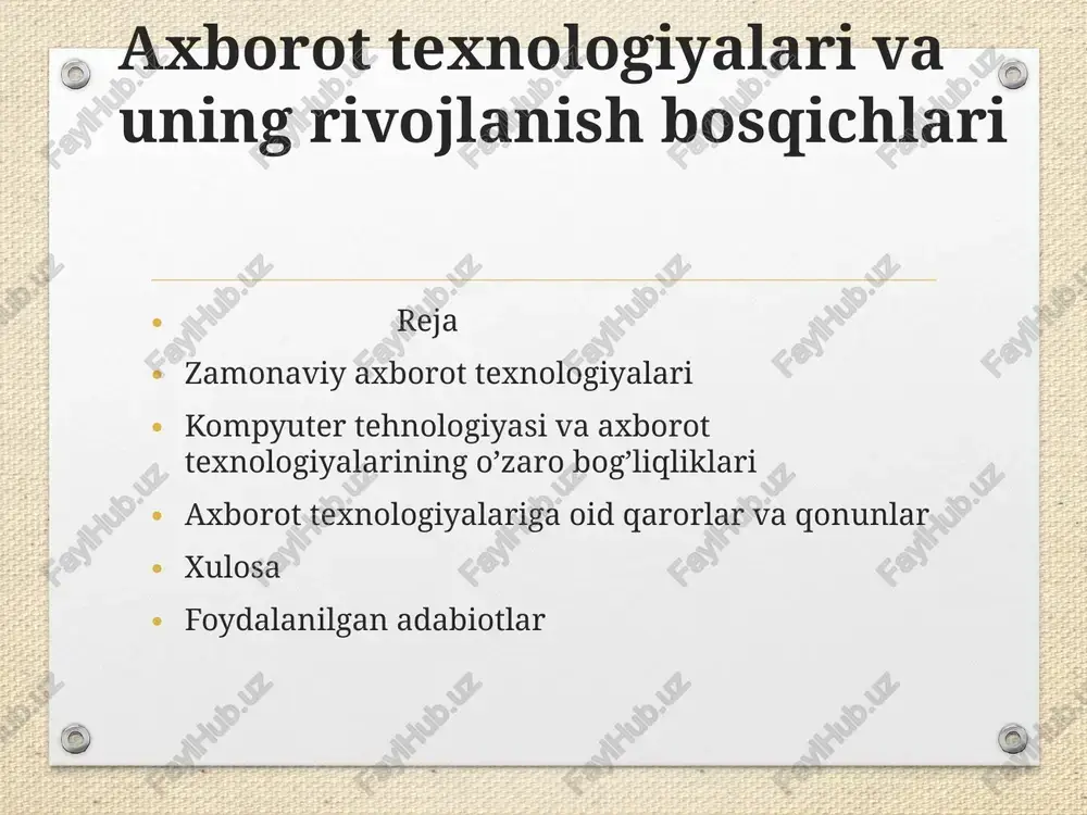 axborot texnologiyalari, buxgalteriya — PPT