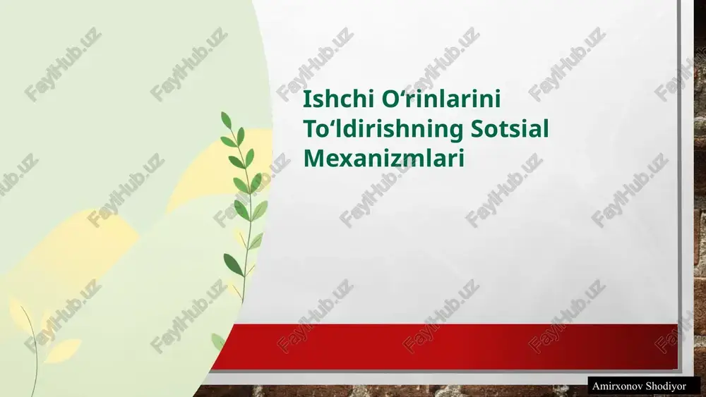 mehnat harakati (harakatchanlik) ta’rifi — PPTX