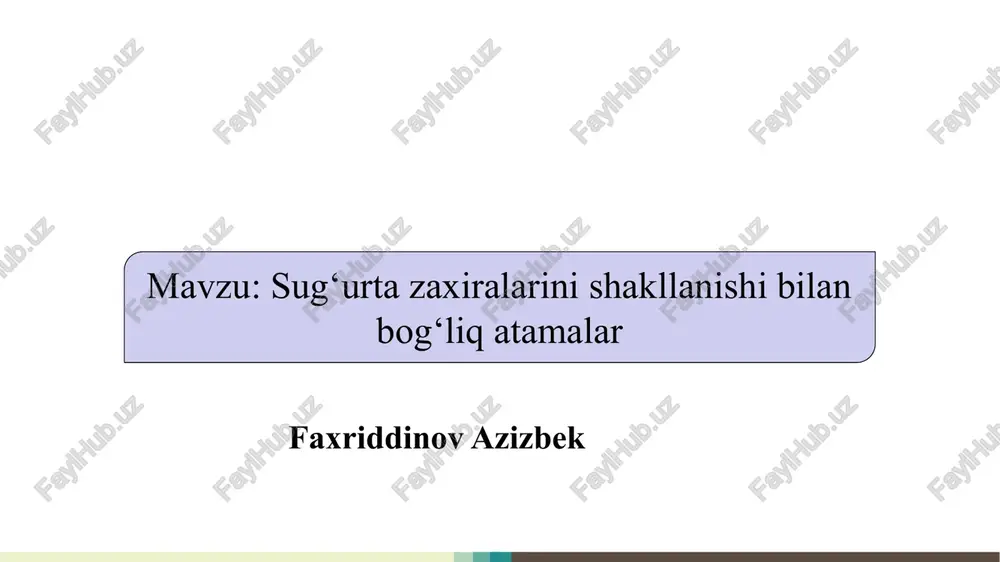 sug‘urta zaxiralarini shakllanishi bilan bog‘liq atamalar slayd — PPTX