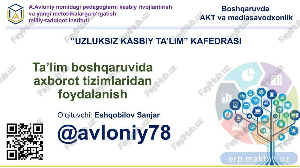 ta’lim boshqaruvida axborot tizimlari — PPTX