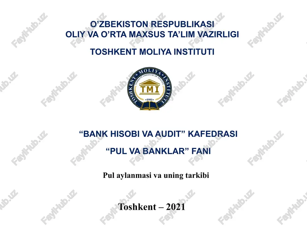 pul aylanmasi va uning tarkibi — PPTX