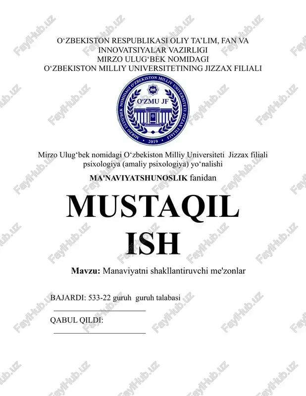 ma'naviyatni shakllantiruvchi me’zonlar — DOCX