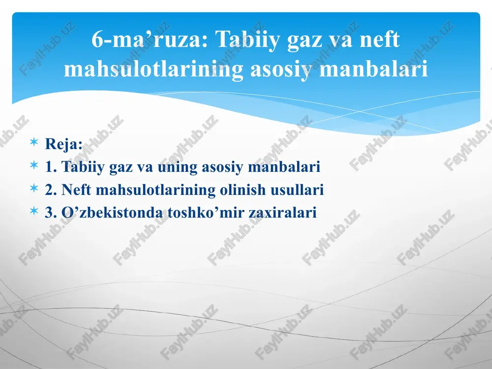 tabiiygaz va uning asosiy manbalari — PPTX