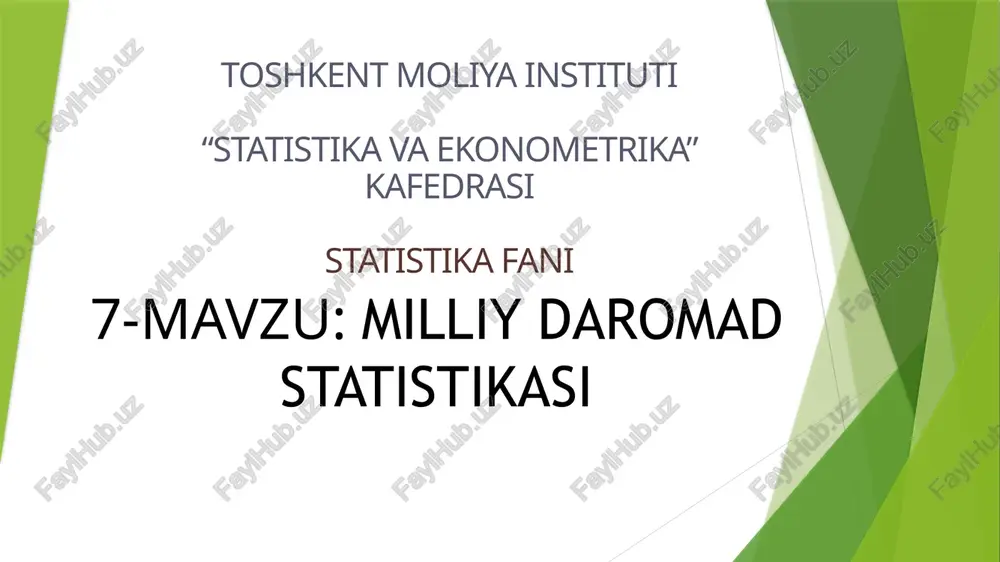 milliy daromad statistikasi — PPTX