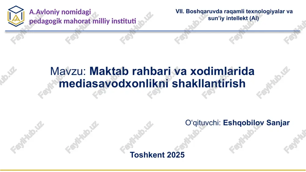maktabrahbarivaxodimlaridamediasavodxonliknishakllantirish — PPTX