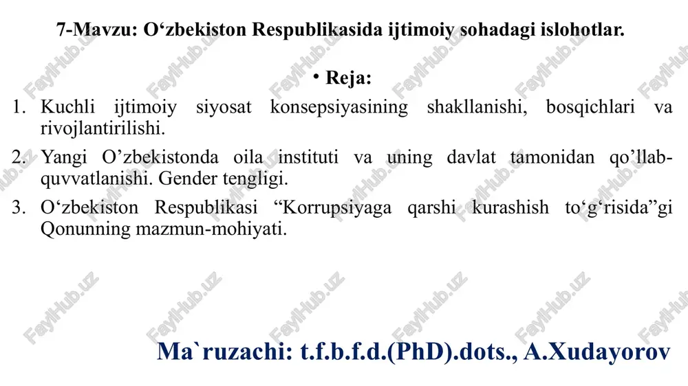 o‘zbekiston respublikasida ijtimoiy sohada gi islohotlar — PPTX