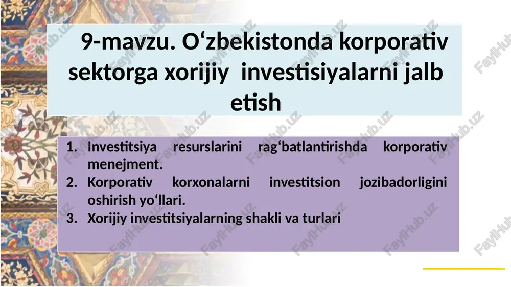 korporativ boshqaruv — PPTX