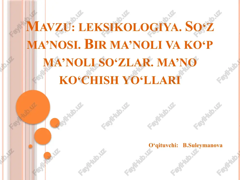 leksikologiya — PPTX