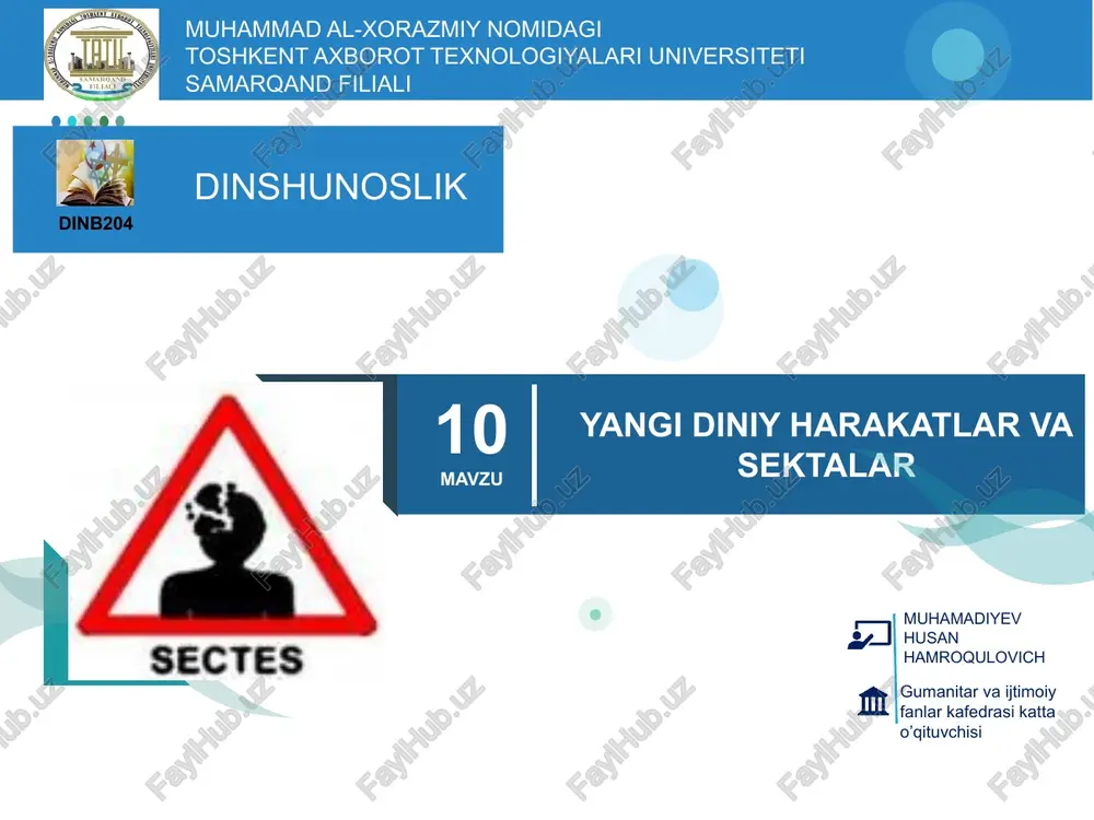 yangi diniy harakatlar va sektalar — PPTX
