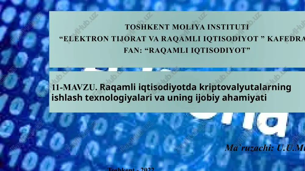 raqamli iqtisodiyotdagi kriptovalyutalar — PPTX