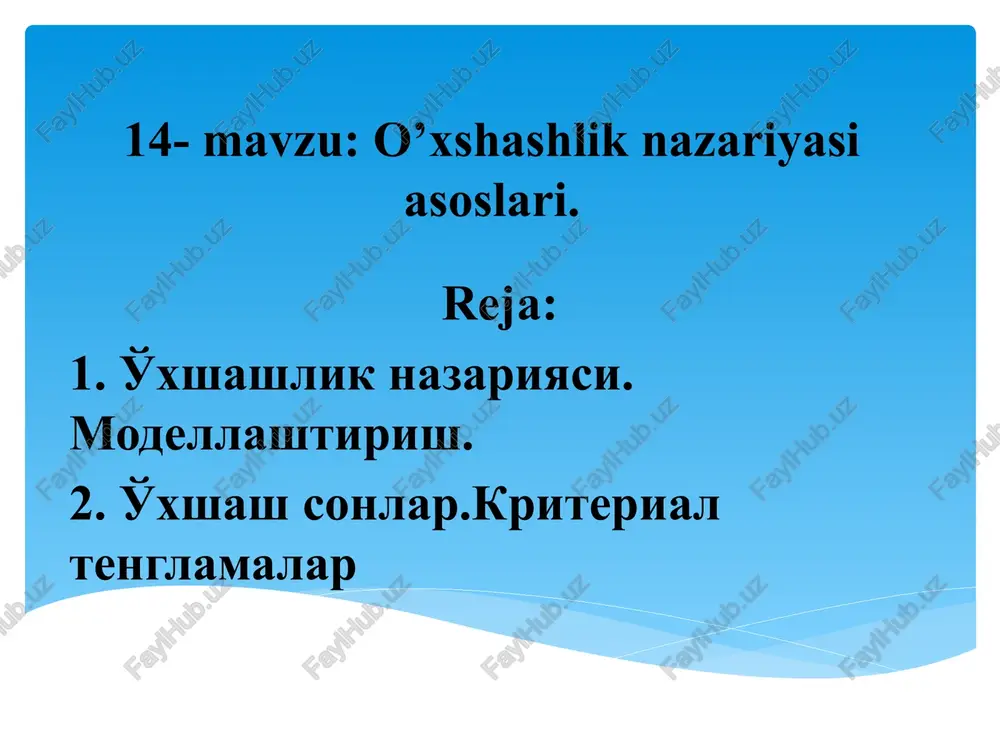 o’xshashlik nazariyasi — PPTX