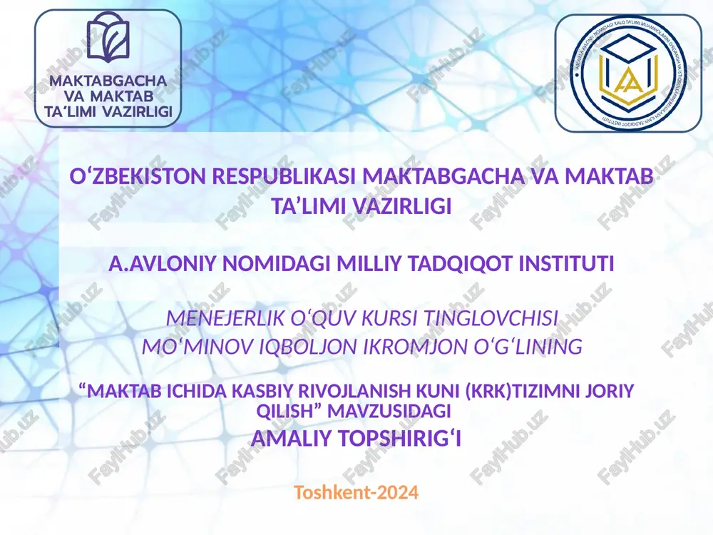 menejerlik o‘quv kursi — PPTX