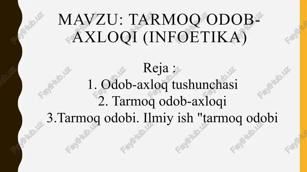 tarmoqodob-axloqi (infoetika) — PPTX
