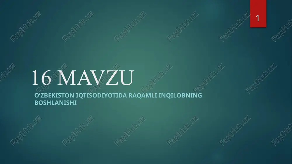 o’zbekiston iqtisodiyotida raqamli inqirobning boshlanishi — PPTX