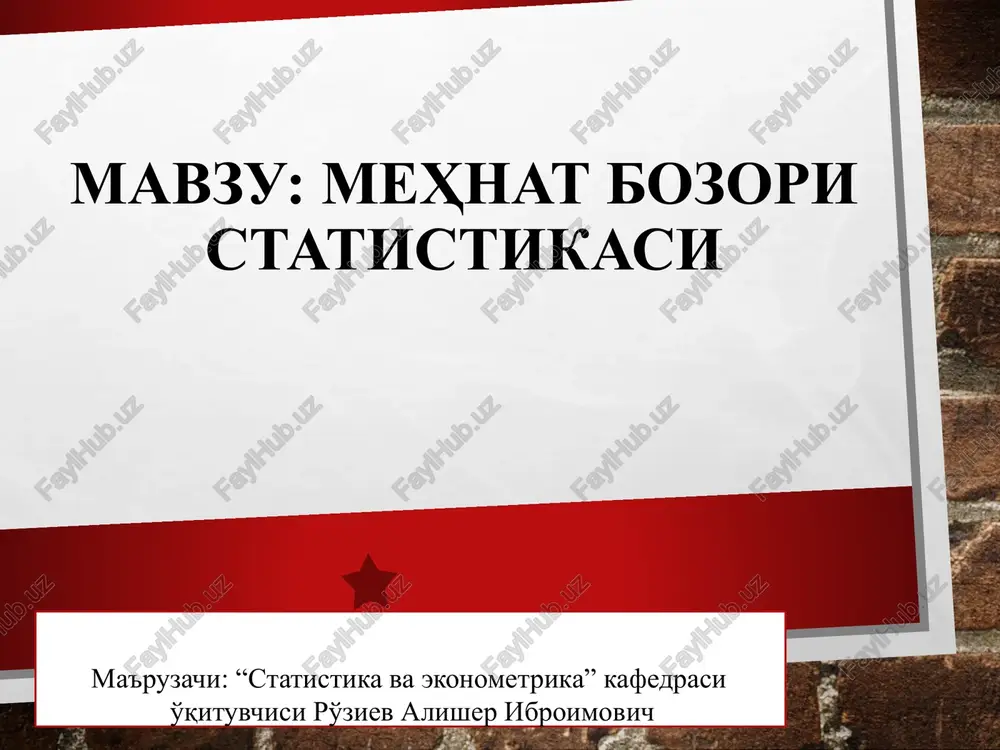 mehnat bozori statistikasi — PPTX