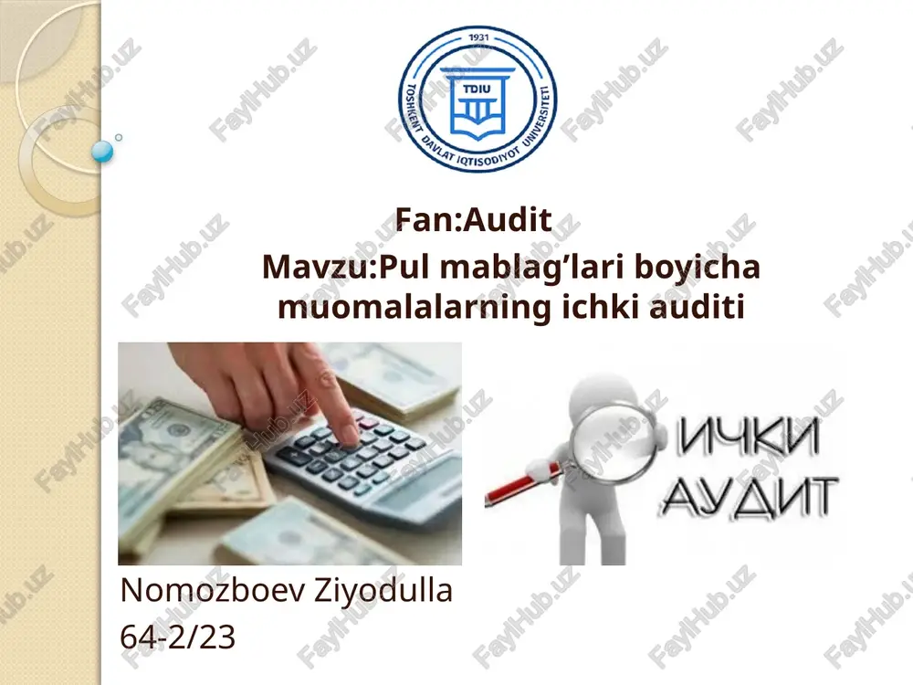 pulmablag'lariboyichamuomalalarningichkiauditi — PPTX