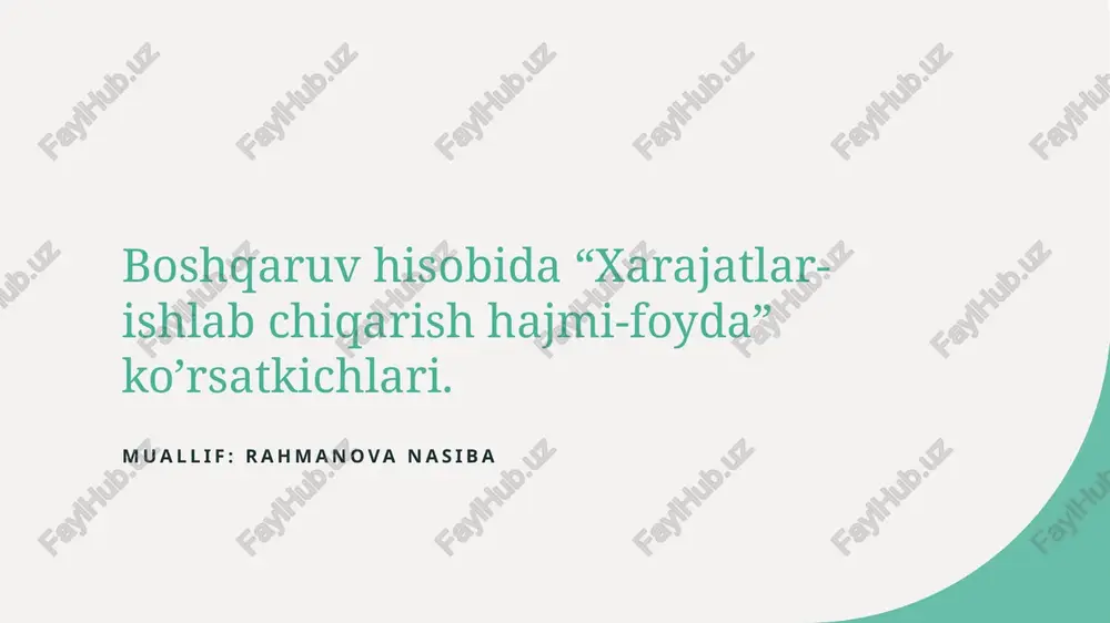 xarajatlar va foyda — PPTX