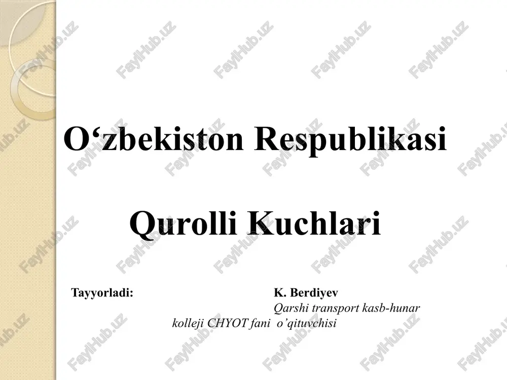 oʻzbekiston respublikasi qurolli kuchlari — PPTX