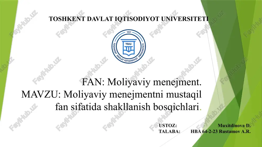 moliyaviymenejment — PPTX