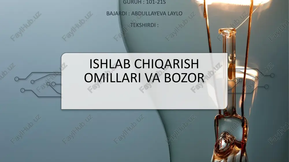 ishlab chiqarish omillari va bozor — PPTX