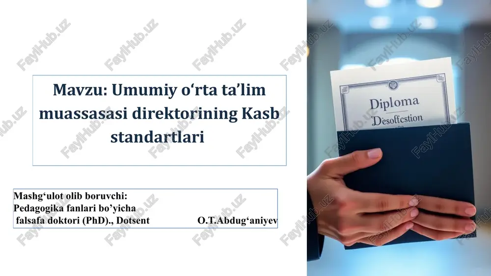 umumiyo‘rtata’limmuassasasi direktorining kasbstandartlari — PPTX