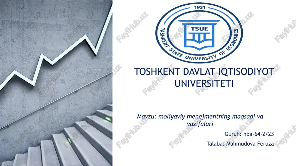moliyaviy menejmentning maqsadi va vazifalari — PPTX