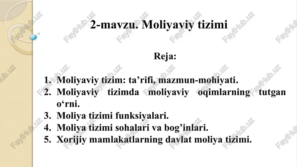 moliyaviy tizim — PPTX