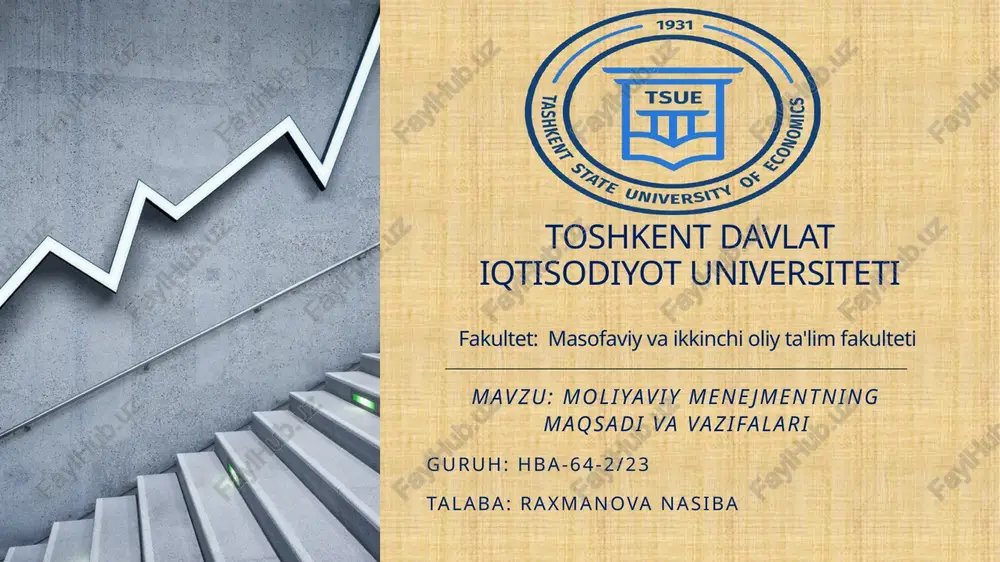 moliyaviy menejmentning maqsadi va vazifalari — PPTX