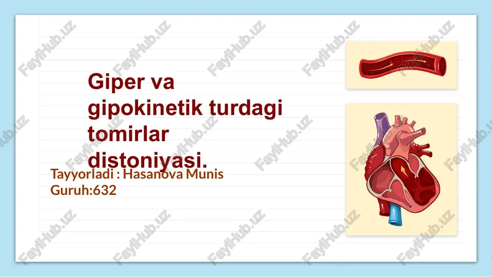 giper va gipokinetik turdagi tomirlar distoniyasi — PPTX