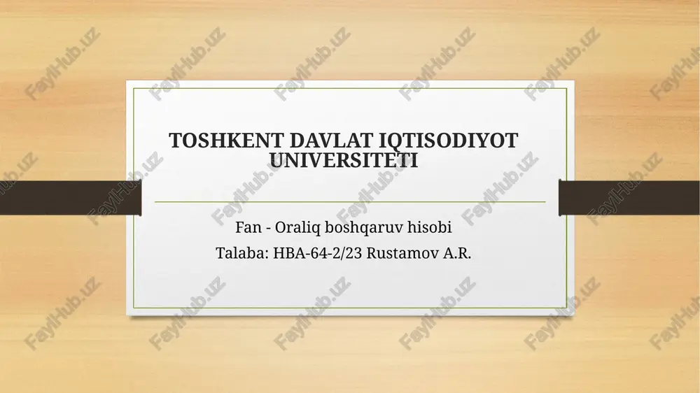 buyurtmalar bo’yicha kalkulatsiyaga asosiyyon — PPTX