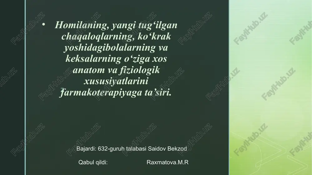 homilaning anatomik va fiziologik xususiyatlari — PPTX