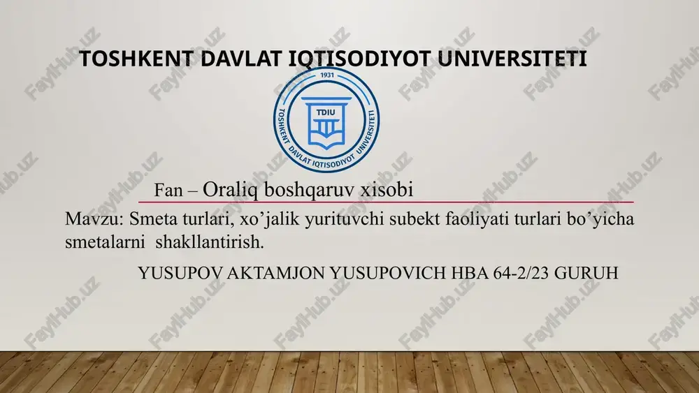 oraliq boshqaruv xisobi — PPTX