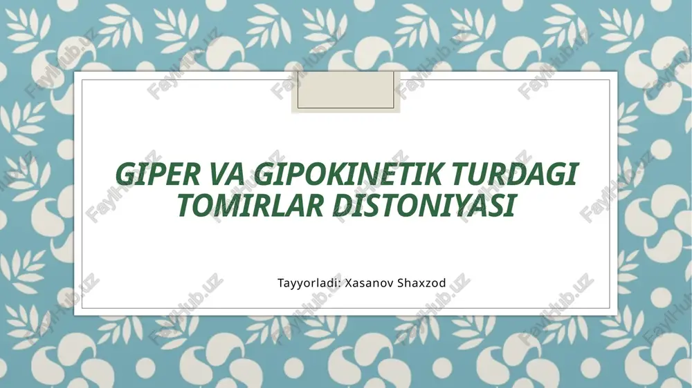 qon tomir distoniyasi — PPTX