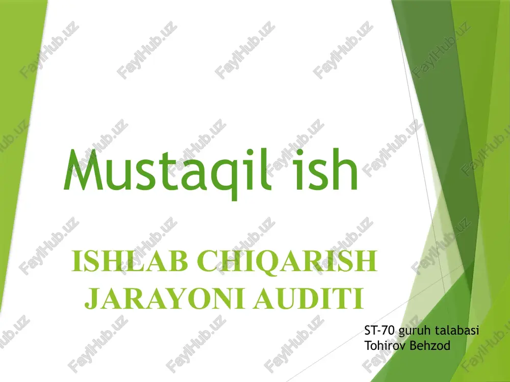ishlab chiqarish jarayoni auditini — PPTX