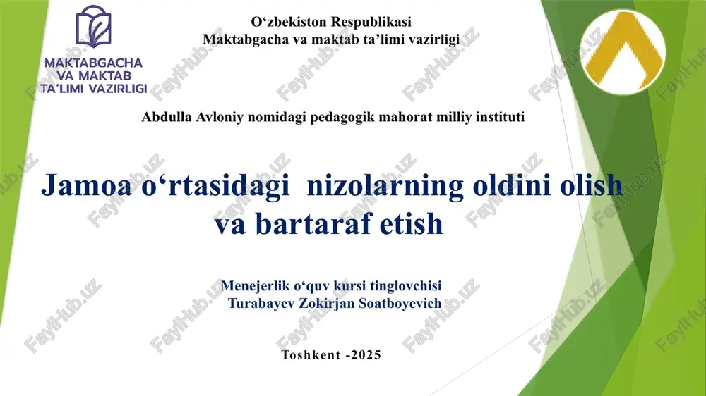 menejerlik o‘quv kursi tinglovchisi — PPTX