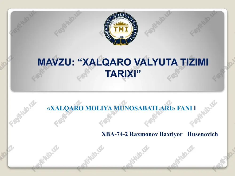 xalqaro moliya munosabatlari — PPTX