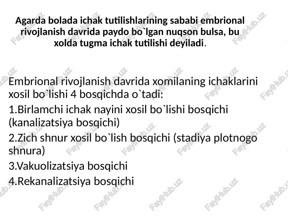 ichak tutilishi va ichak atreziyasi — PPTX