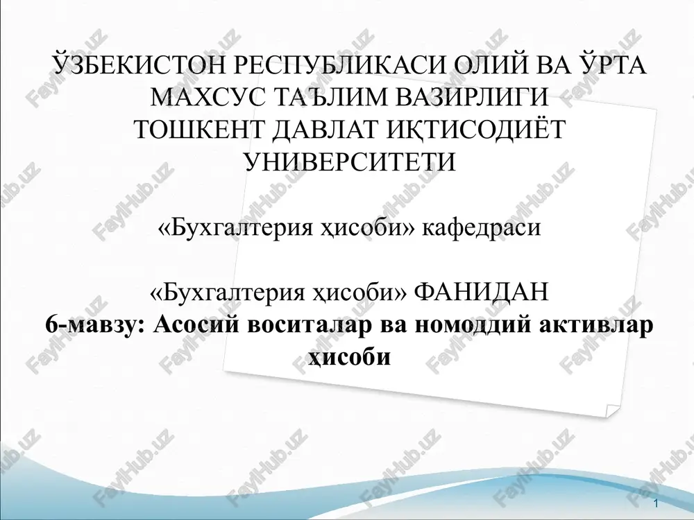 asosiy vositalarvanomoddiyaktivlarhisobi — PPTX