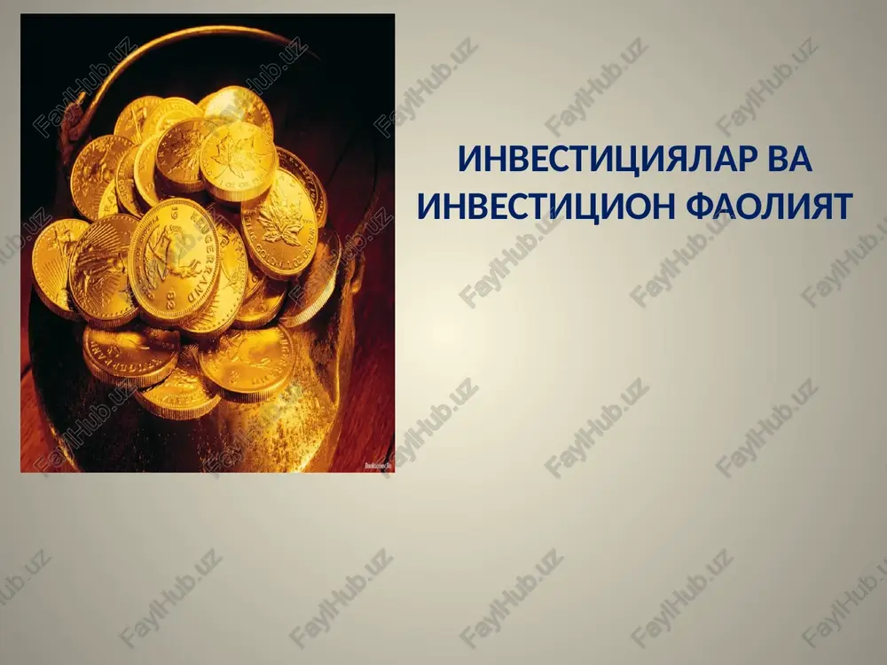 investitsiyalar va investitsion faoliyat — PPTX