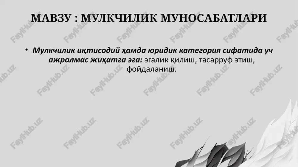 mulkchilik munosabatlari — PPTX