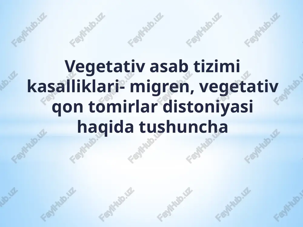 vegetativ asab tizimining vazifalari — PPTX