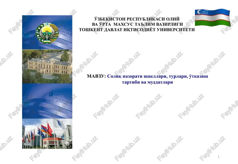soliq nazoratishakllari,turlari,o'tkazishtartibivamuddatlari — PPTX