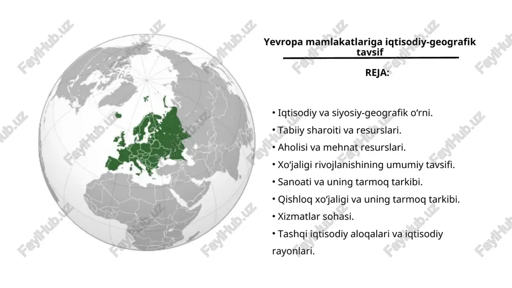 yevropa mamlakatlarigaiqtisodiy-geografik tavsif — PPT