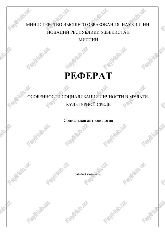 osobennosti sotsializatsii lichnosti v multikulturnoy srede — DOCX