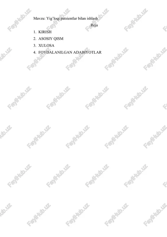 yig’loqi patsientlar bilan ishlash — DOCX