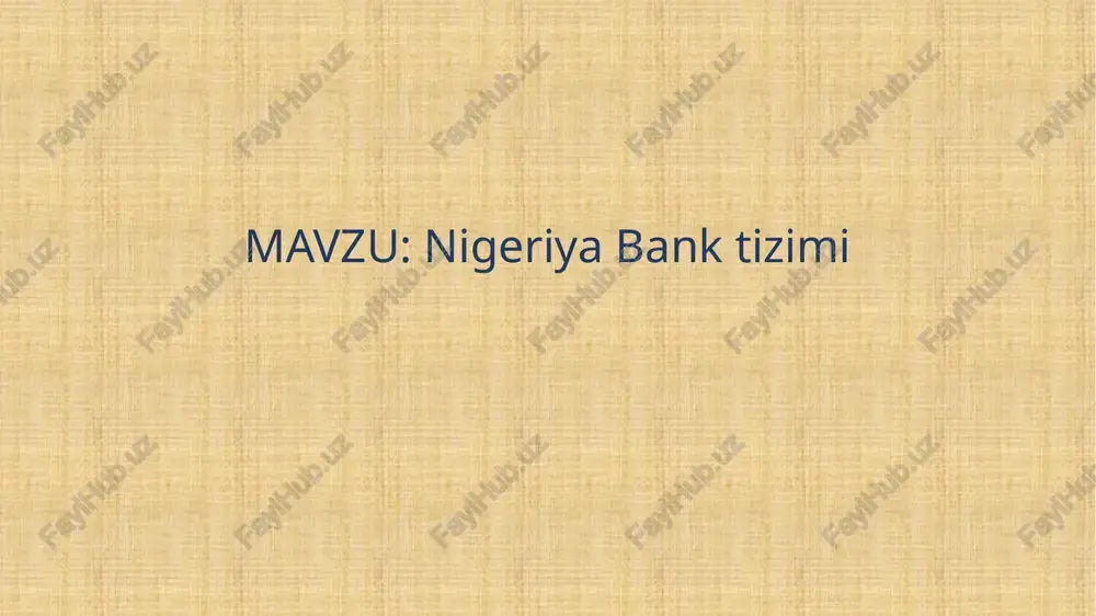 nigeriya davlat bank tizimi — PPTX