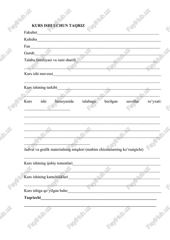 kurs ishi uchun taqriz — DOCX